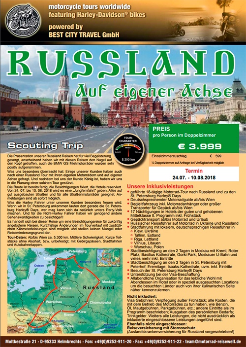 Motorradtour Russland Tourplan Prospekt