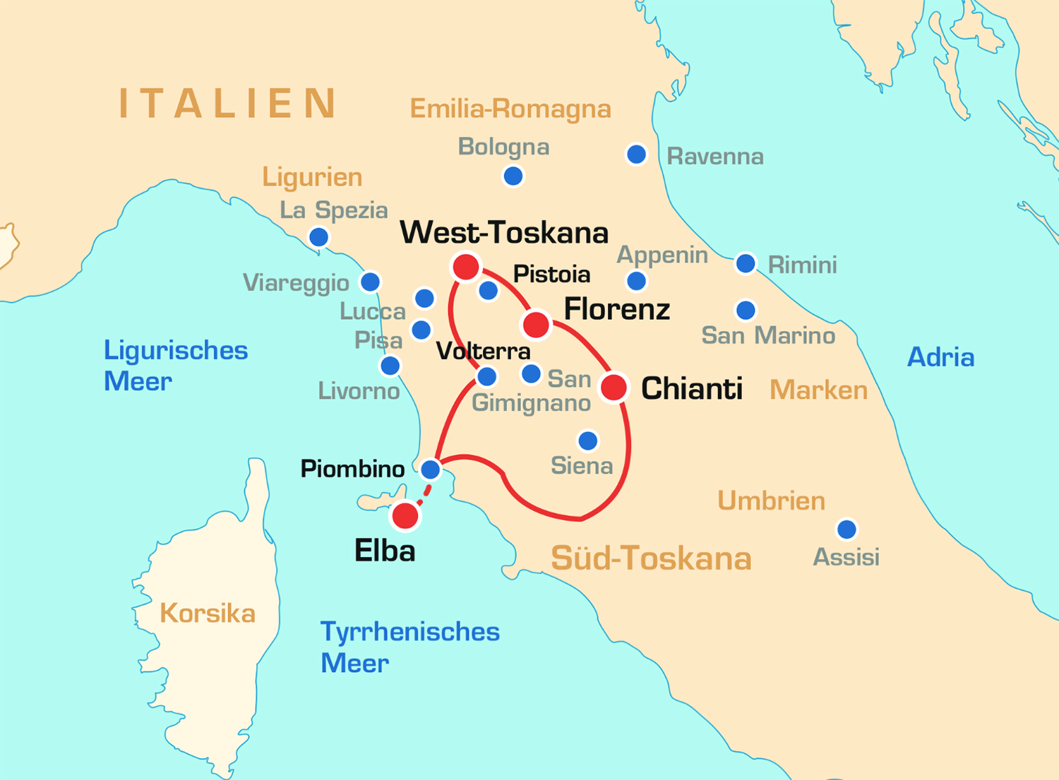Toskana und Elba - Motorradtour in den zauberhaften Herbst Italiens