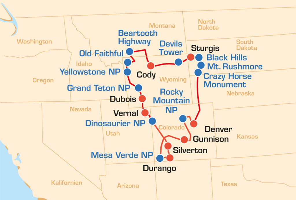 Rocky Mountains Wilder Westen Motorradreise USA