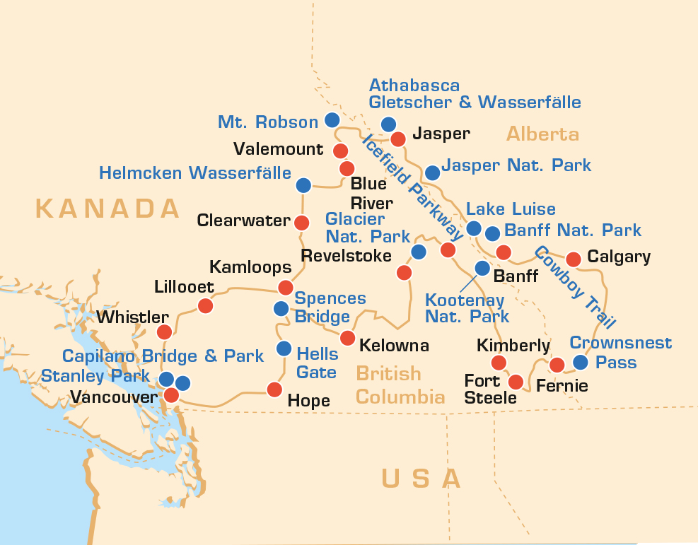Kanada Reise – Kanadische Rockies – West Kanada Motorradtour ab Calgary