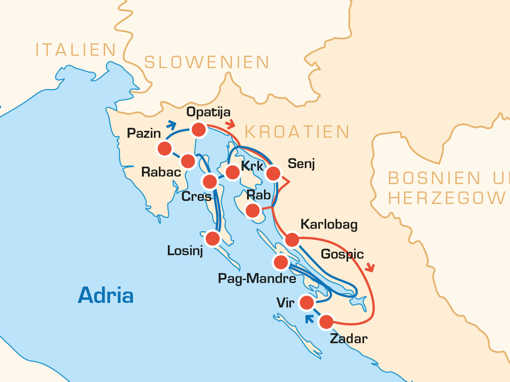 Kroatien-Kreuzfahrt auf 2 Rädern - Kroatien Adria Motorradtour