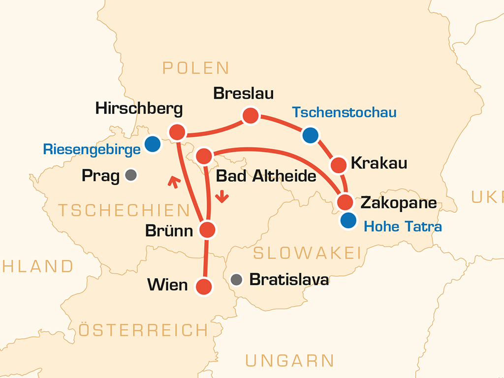 Polen der Süden mit dem Riesengebirge & der Hohen Tatra - Motorradreise für private Gruppen