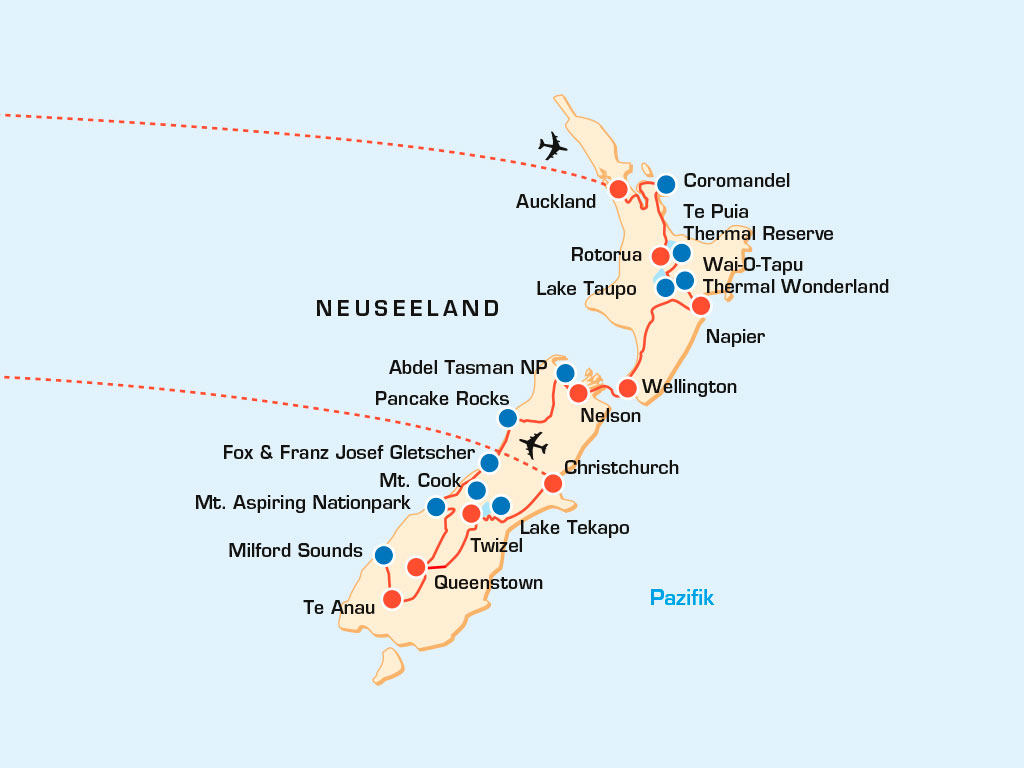 Neuseeland Nord- und Südinsel Motorradtour