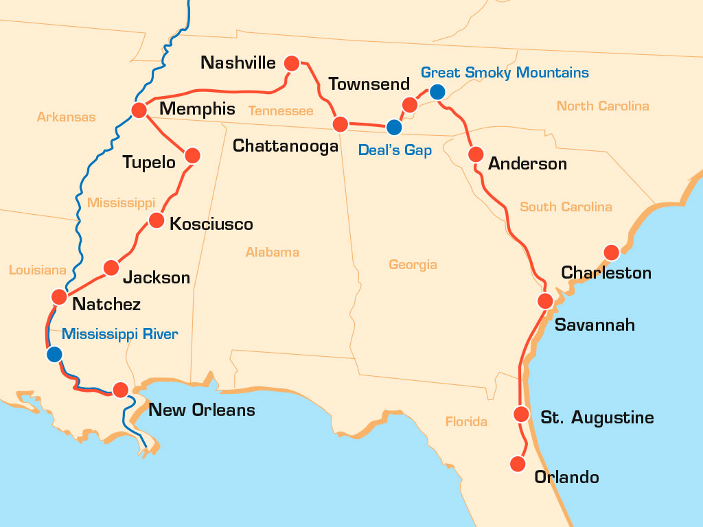 Südstaaten Rundreise USA Jazz, Blues und Country Musik – Motorradtouren USA