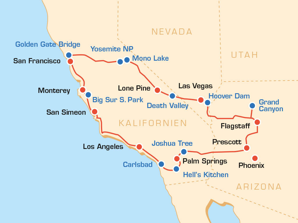Kalifornien Highway 1 und der Westen XXL Motorradreise USA