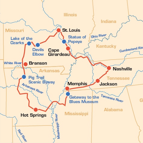 Ozark Berge, Route 66, Country & Blues – USA Motorradtour durch die wilden Ozark Mountains