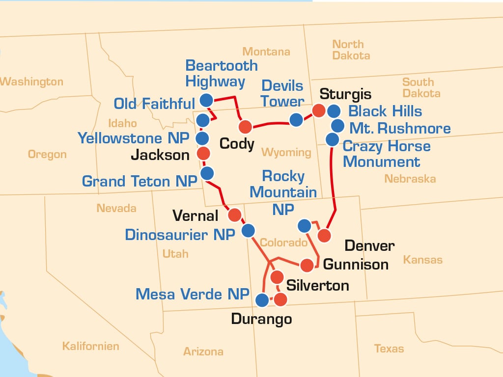 Rocky Mountains Wilder Westen Motorradreise USA
