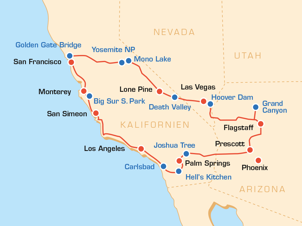 Kalifornien Highway 1 und der Westen XXL Motorradreise USA