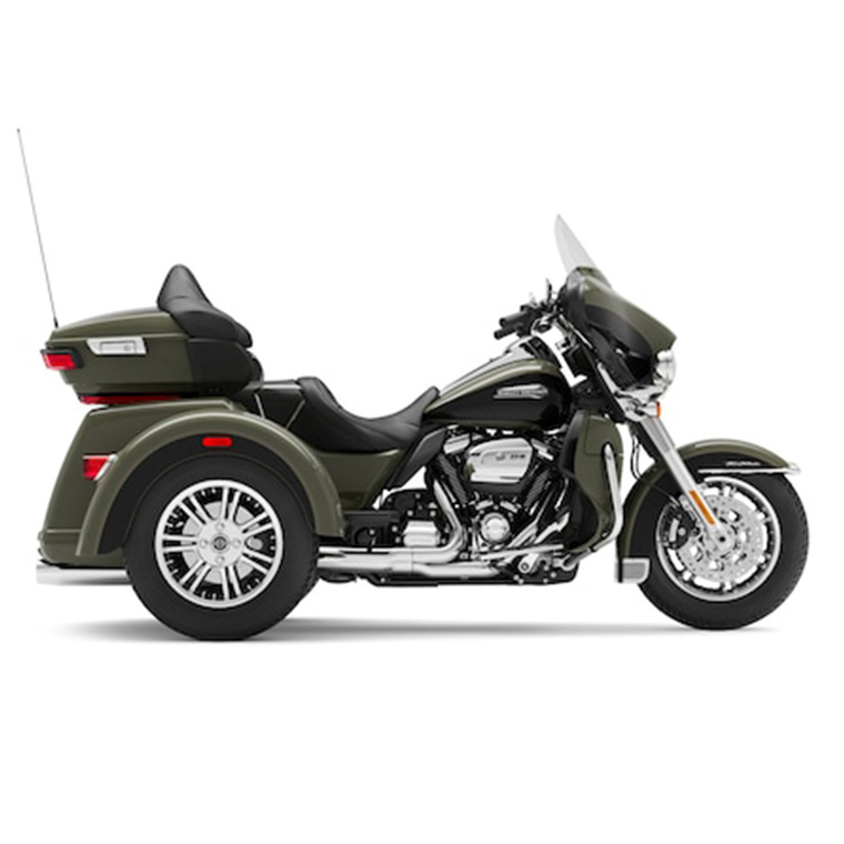 The paragon of comfort. Locked-and-loaded with premium tour features and chrome accessories


Type: Harley-Davidson® Tri Glide Ultra
Category: HD THREE WHEEL CLASS
Seat height: 27.1 inches / 68.8 cm
Seat(s): Driver & Passenger + Backrest
Weight: 1204 lbs / 546 kg
Engine: Twin-Cooled™ Milwaukee-Eight® 114 – 1868 cc
Transmission: Manual
Ground Clearance: 4.9 inches / 12.5 cm
Fuel capacity: 6.0 gal/22.7 liter
Navigation: Yes
Windshield: Yes
Saddlebags/Top box/ Luggage Carrier: Yes/Yes/Yes
Stereo system: Yes
USB / Bluetooth: Yes
12V Outlet: Yes