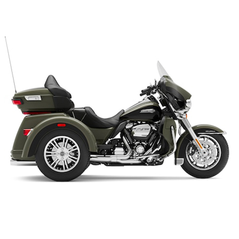 The paragon of comfort. Locked-and-loaded with premium tour features and chrome accessories


Type: Harley-Davidson® Tri Glide Ultra
Category: HD THREE WHEEL CLASS
Seat height: 27.1 inches / 68.8 cm
Seat(s): Driver & Passenger + Backrest
Weight: 1204 lbs / 546 kg
Engine: Twin-Cooled™ Milwaukee-Eight® 114 – 1868 cc
Transmission: Manual
Ground Clearance: 4.9 inches / 12.5 cm
Fuel capacity: 6.0 gal/22.7 liter
Navigation: Yes
Windshield: Yes
Saddlebags/Top box/ Luggage Carrier: Yes/Yes/Yes
Stereo system: Yes
USB / Bluetooth: Yes
12V Outlet: Yes